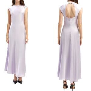 BARDOT Peggy A-Line Slip Dress In Soft Lilac Satin Cut-Out Back - Sz 10 - NWT